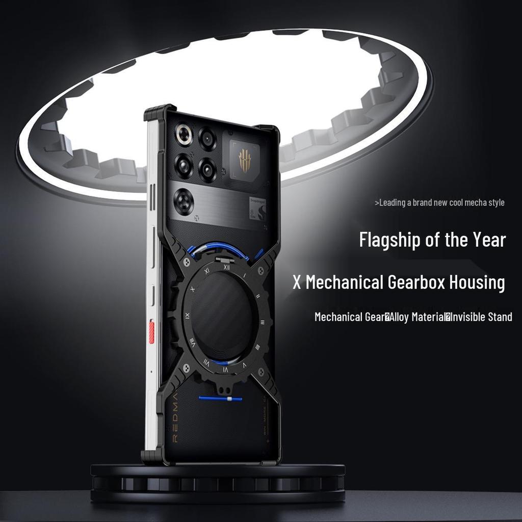 Red Magic 11 Pro+ Metal X-Shape Case with Magnetic Luminous Gear Rotating Stand