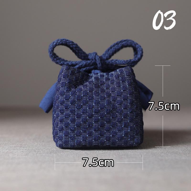 Large Denim Tea Set Carry Bag for Teapot with Four or Six Cups Portable Storage Organizer for Travel Outdoor Use No Cups