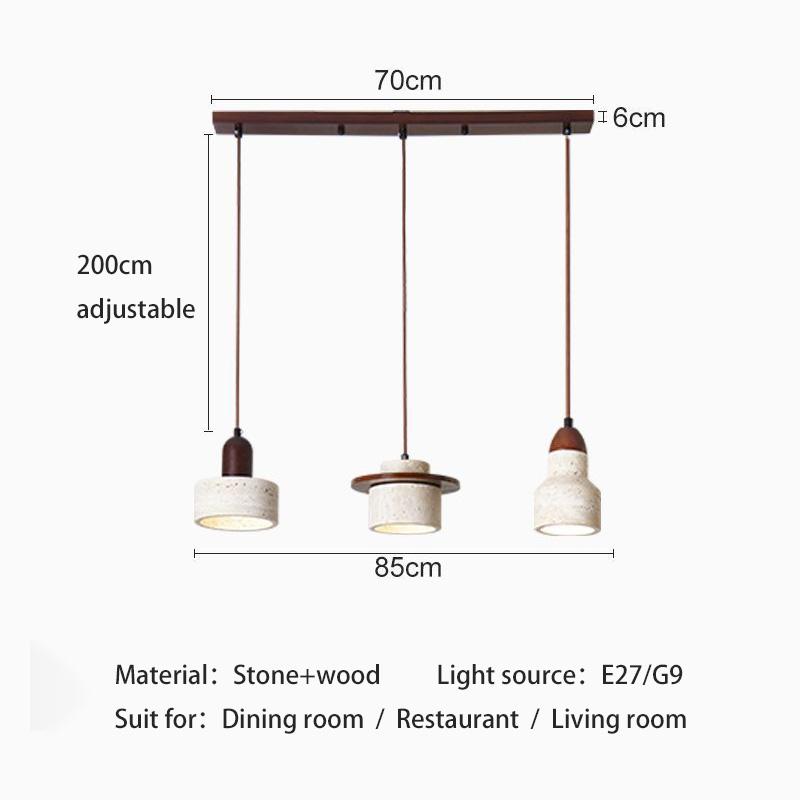 

Modern LED pendant light yellow cave stone 3-in-1 wooden Nordic restaurant ceiling pendant light indoor lighting home decoration Warm white