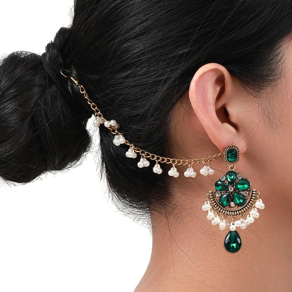 Bohemian Ethnic Style Flower Earrings for Women , Vintage Court Titanium Alloy Ear Pins , Popular European American Tren