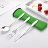 3Pcs Stainless Steel Western Style Steak Knife Fork Spoon Tableware Portable Outdoor Travel Bag Tableware Set Creative Gifts