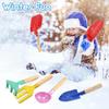 5-Piece Kids Beach Toy Set - Metal Tools with Wooden Handles (Shovel Rake Fork Spoon Trowel) Durable Sand Play & Gardening Kit