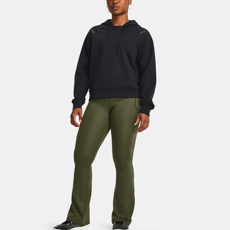 Under Armour Solid Color Short Hooded Pullover Sweatshirt Women Tops Black 1379843-001