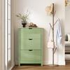 Slim Shoe Cabinet, Narrow Shoe Cupboard with 3 Flip Drawers, Adjustable Shelves for 18 Pairs of Shoes, High Gloss Green