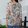 Top Casual de Moda para Mujer Sexy Cómodo Cuello en V Floral Manga Siete
