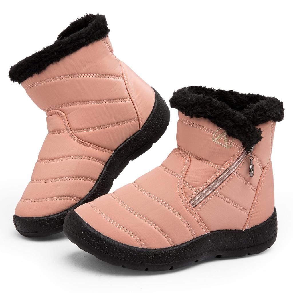 WikPoo Snow Boys and Warm and Short Boots for and Playing in the Size Kids' Boots, Girls, Fleece-Lined, Non-Slip, School, Outdoors, Snow, Beige,