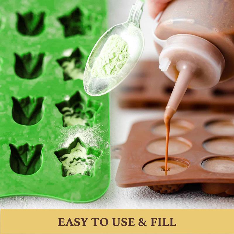 4 Pack Silicone Molds for Chocolate Food Grade No-stick Baking Dessert Fondant Jelly Cookie Decor Pastry Handmade Soap Mould