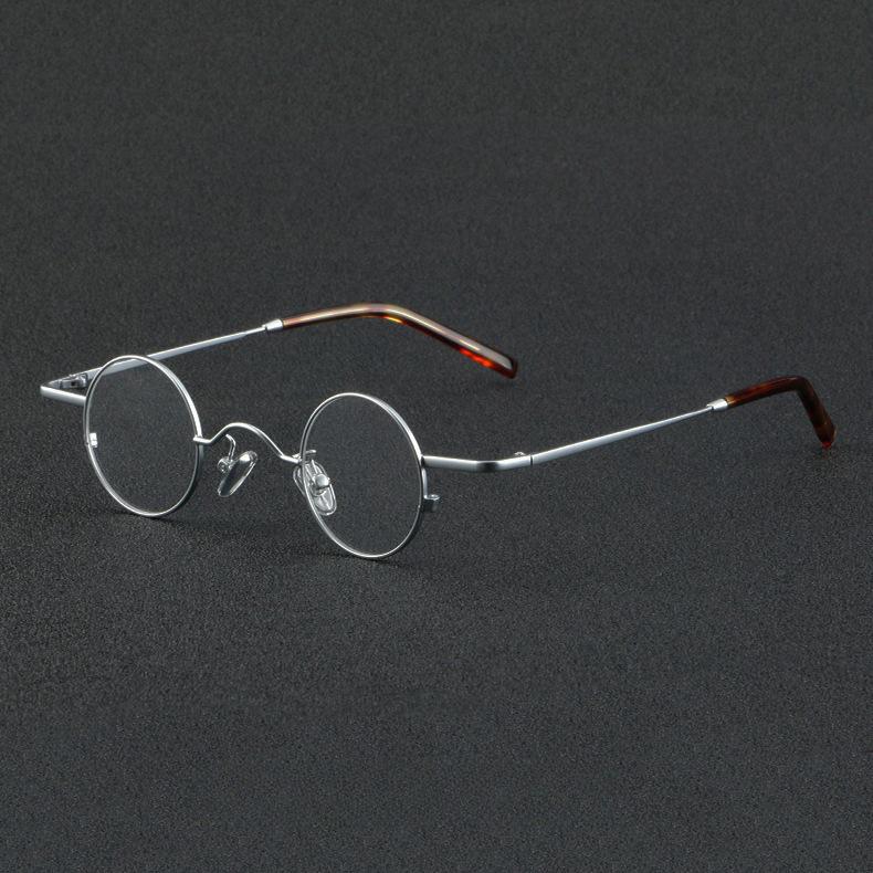 

Ultralight Retro Round Matte Eyeglass Frame - Non-Magnetic Stainless Steel for Men & Women серебряный