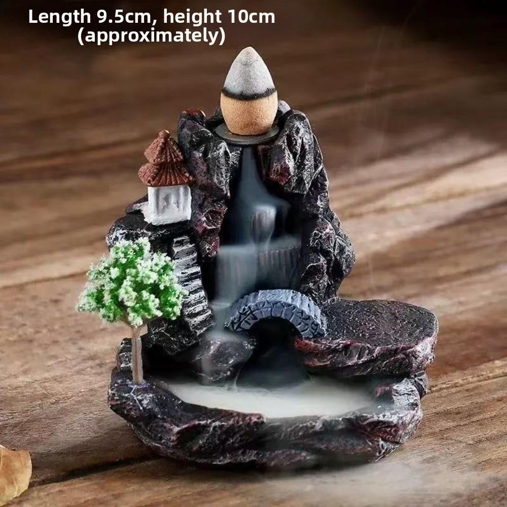Mountain River Waterfall Incense Burner Resin Aromatherapy Ornament Home Decor Yoga
