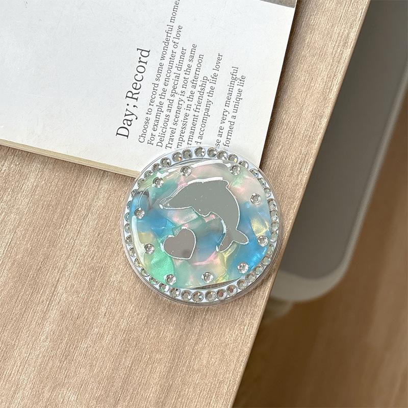 Rhinestone Magnetic Desktop Phone Airbag Holder Rendering Square Dolphin Mirror Ring Holder