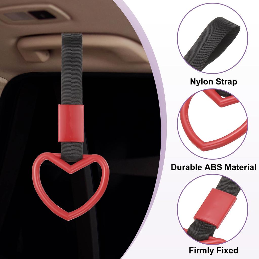 Car Steering Wheel Set of Rear Bumper Warning Interior Exterior Decoration for [PATIKIL] Heart-shaped Strap, 2, Ring, & Buses, Red/Black
