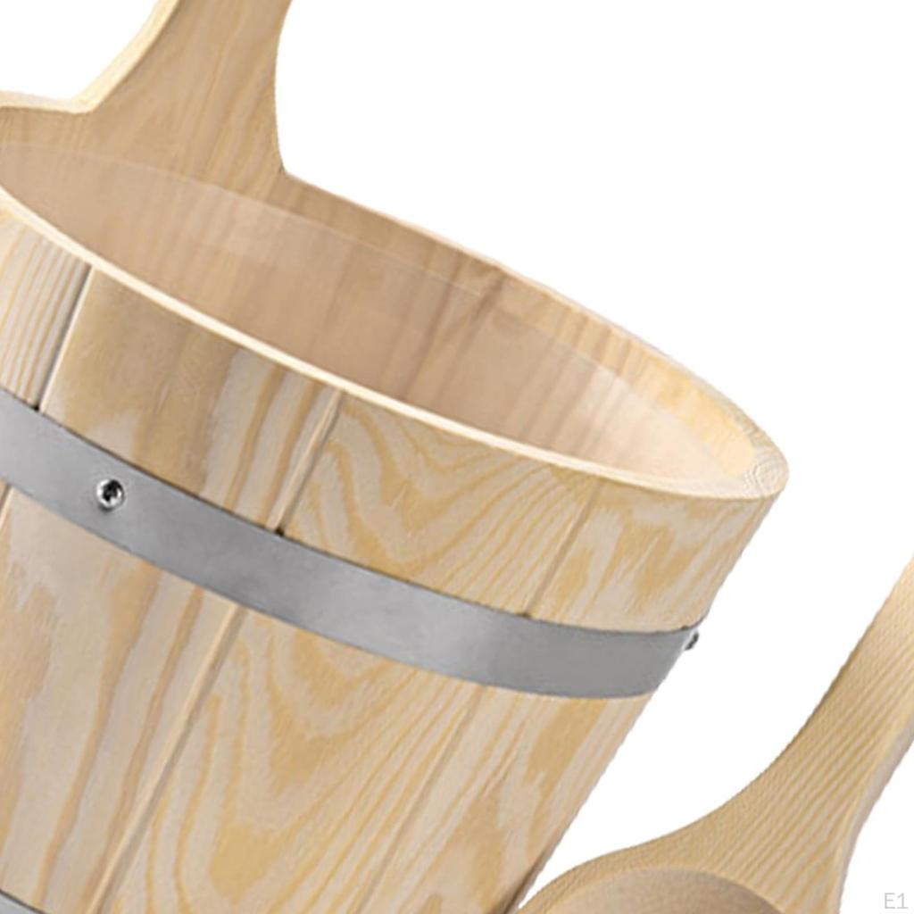Sauna Bucket and Ladle Set, Wooden Bucket, Steam Room,Accessories,Sturdy Bath Tool