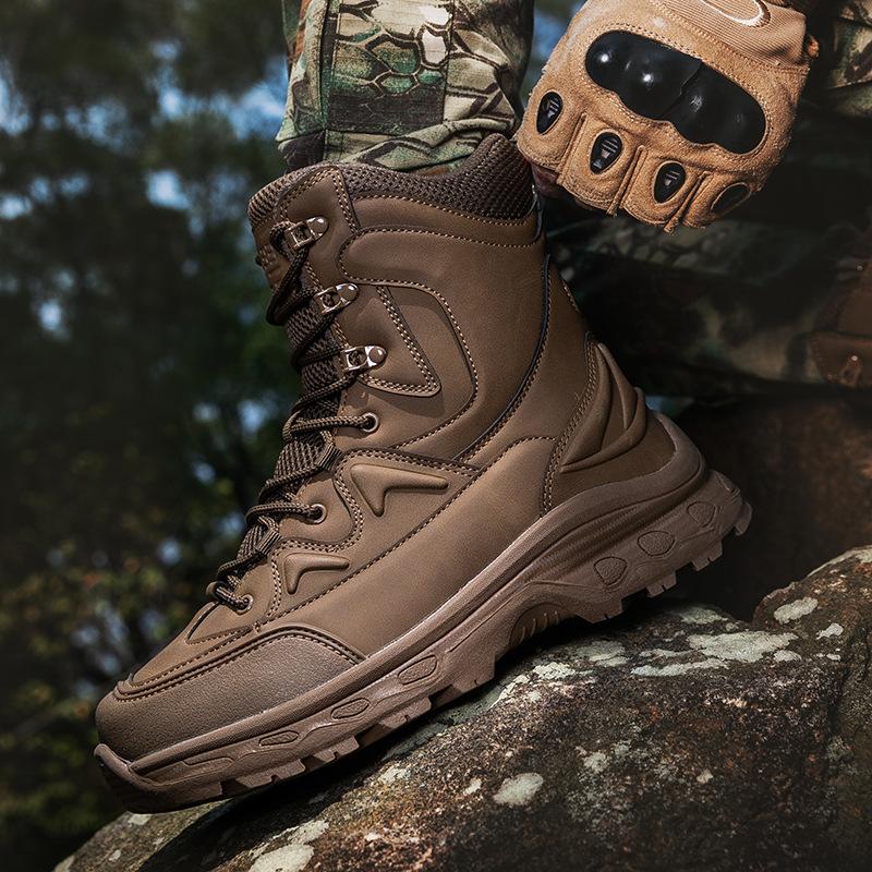 New large size combat boots PU mesh medium top wear-resistant tactical boots outdoor sports hiking shoes hiking military boots