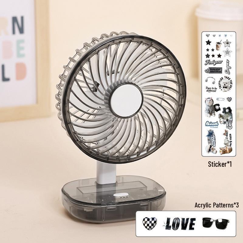 

2026 Portable Transparent USB Desktop Fan - Cute DIY, Long Battery Life, Ideal for Dorms 1800mAh with 3 speeds, adjustable angle