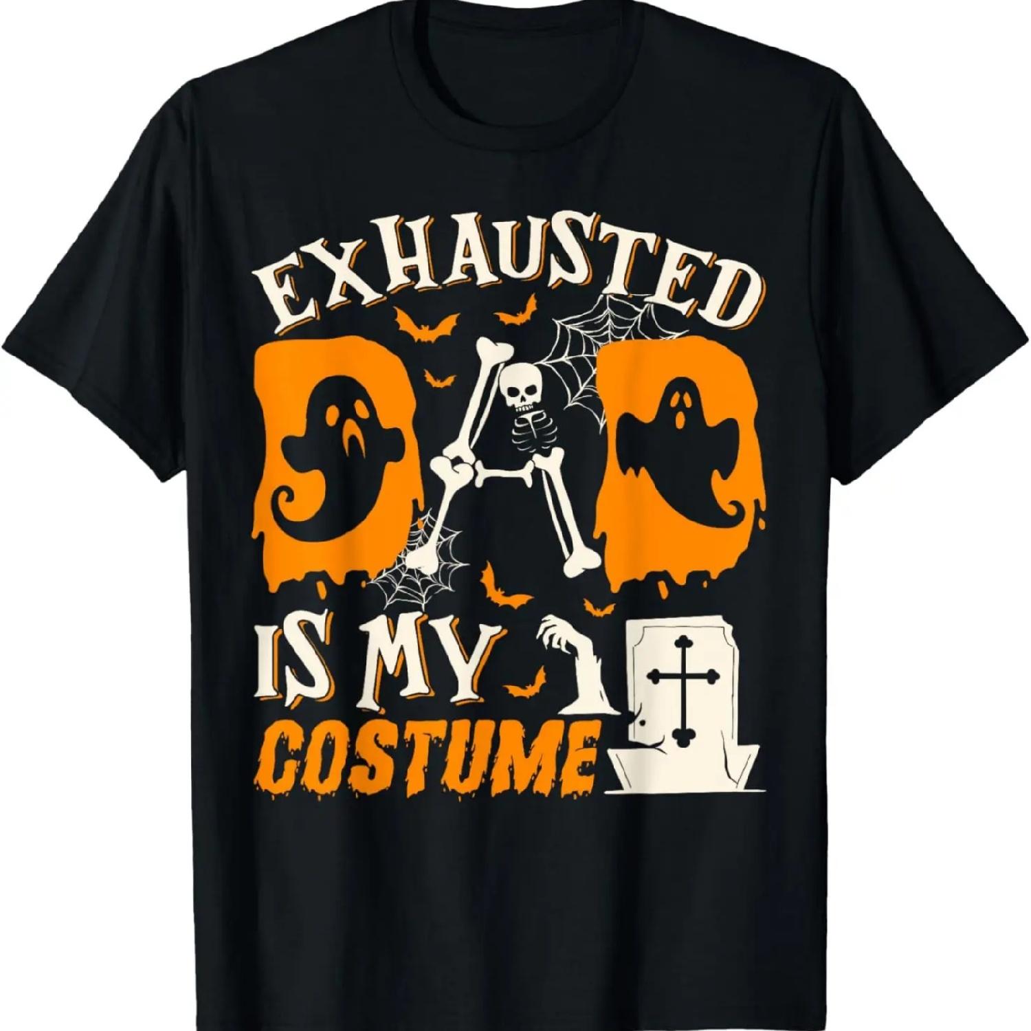 Уставший папа - мой костюм Призрак Счастливого Хэллоуина Футболка для отца S
