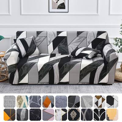 Geometrische Bankhoes Voor Woonkamer Stretch Bedrukte Bankhoes Huisdieren Elastisch Stofdicht Hoek L-Vorm Chaise Longue Overtrekken