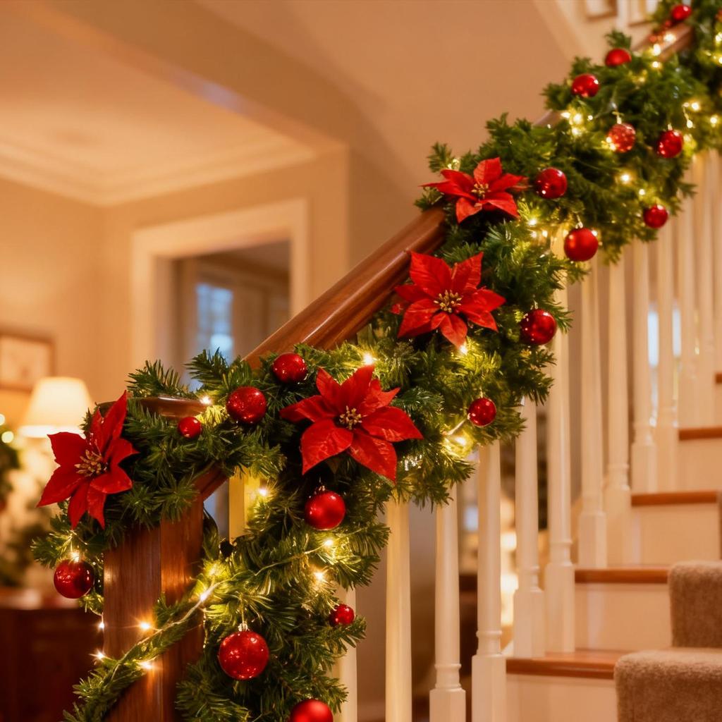 Door Wreath 2.7m Festive Adjustable Realistic Decoration Christmas Artificial Winter Wreaths For Indoor Outdoor Wall Railing