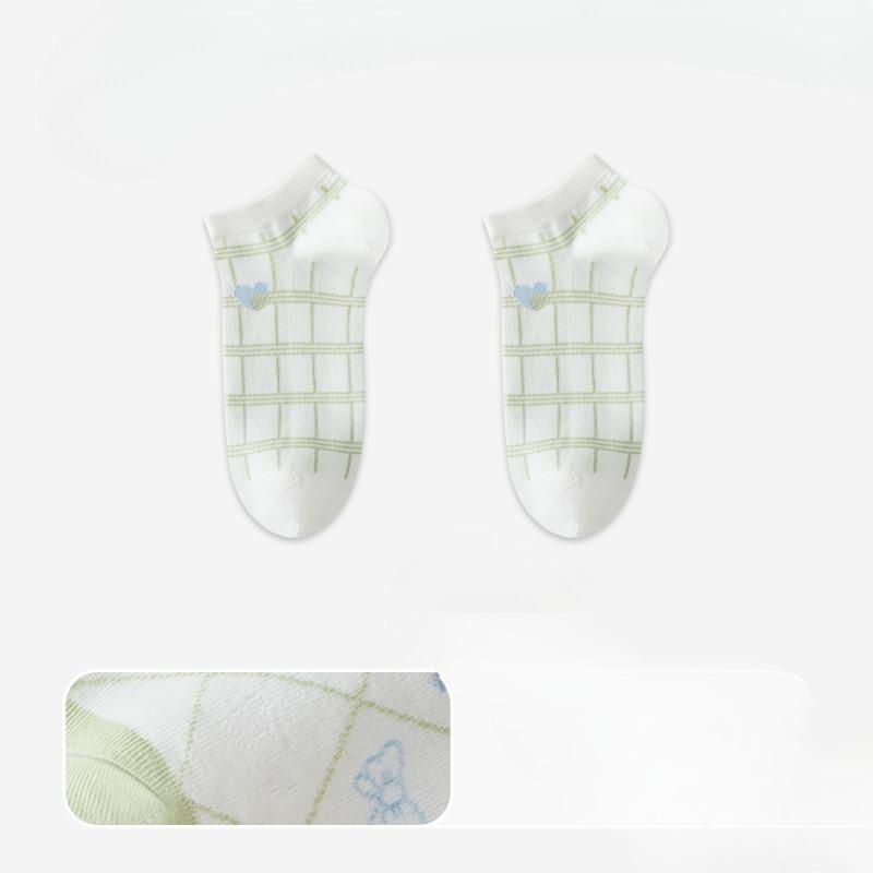 Women's Summer Thin Sports Leisure Pure Cotton Mesh Breathable Not To Drop with Antibacterial Sweat Absorbent Boneless Socks