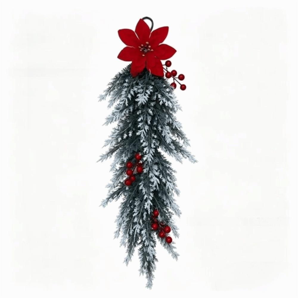 Poinsettia Berries Decor Christmas Wreath Plastic Christmas Wall Decorative Christmas Decor