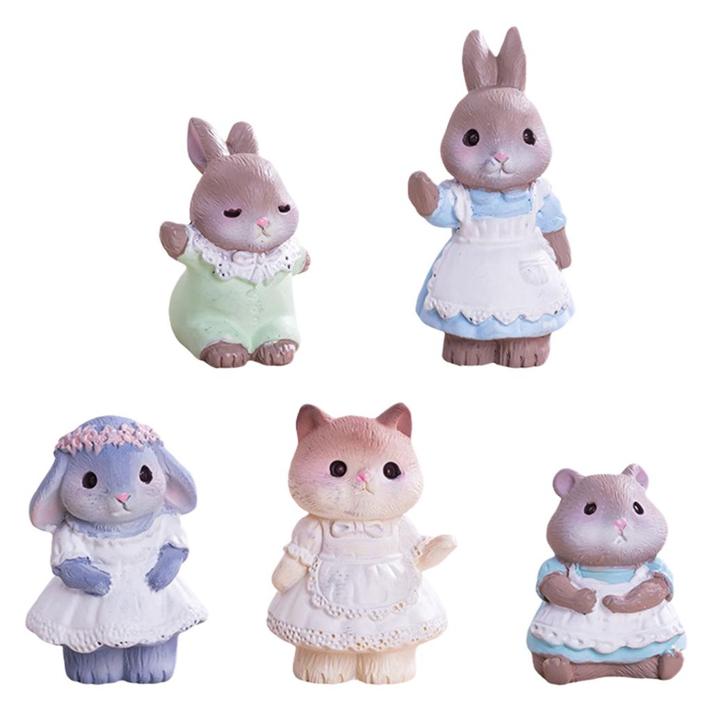 Miniature Rabbit Figurines Mini Easters Bunnies Fairys Garden Miniature Ornament for Dollhouses Cake Toppers Decors