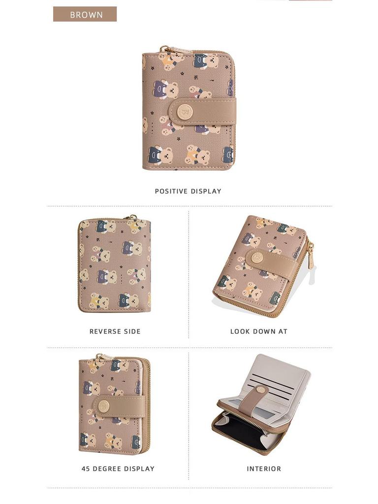 Women's Baellerry Korean Cartoon Bear Coin Purse - High-End Short Wallet