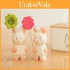 Wooden Bunny Handheld Decor With Small Flowers For Home Office And Car Tabletop Display
