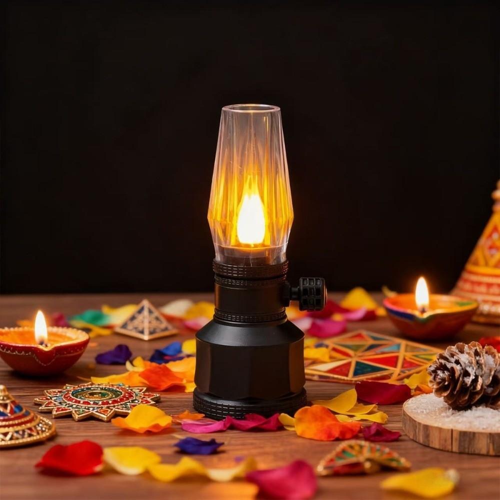 Vintage Battery Operated Electronic Lamp LED Light Clear Flameless Oil Lamp Flameless Candlestick Christmas Light