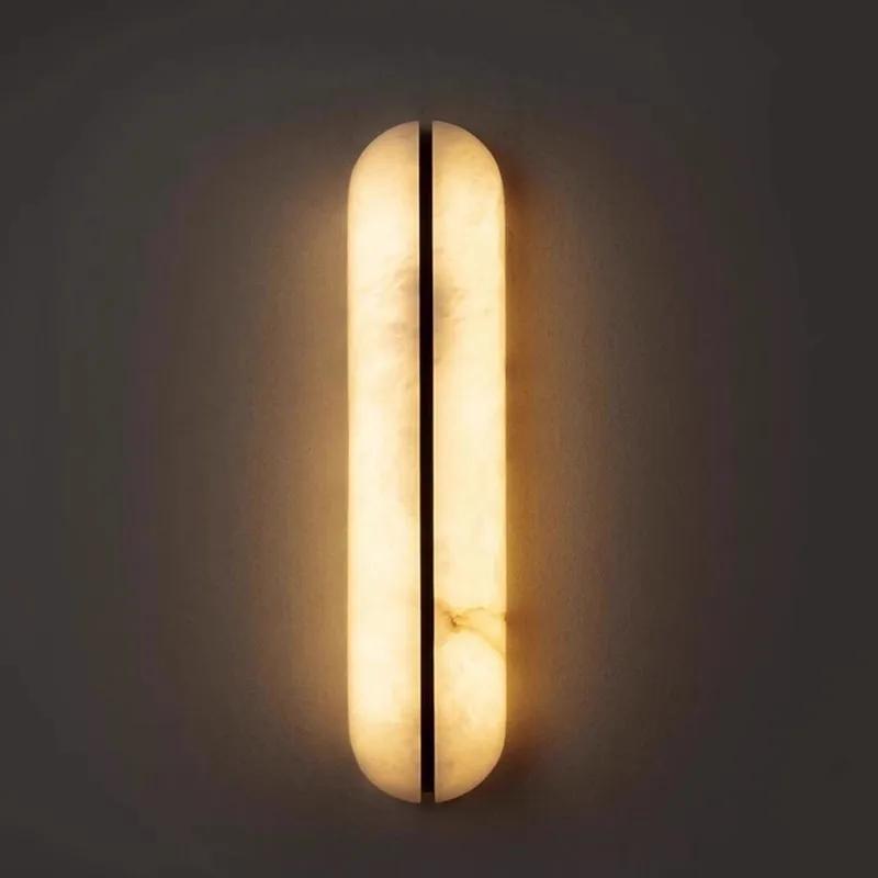 Natural Marble LED Wall Light New Style Black Copper Indoor Living Room Bedroom Hotel Shop Sconce Dropshipping