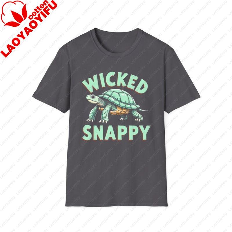 Wicked Snappy Turtle TShirt Funny Gift for Turtle Lovers Casual Wear Birthday Present Unisex Graphic Tee Graphic T Shirts Tops