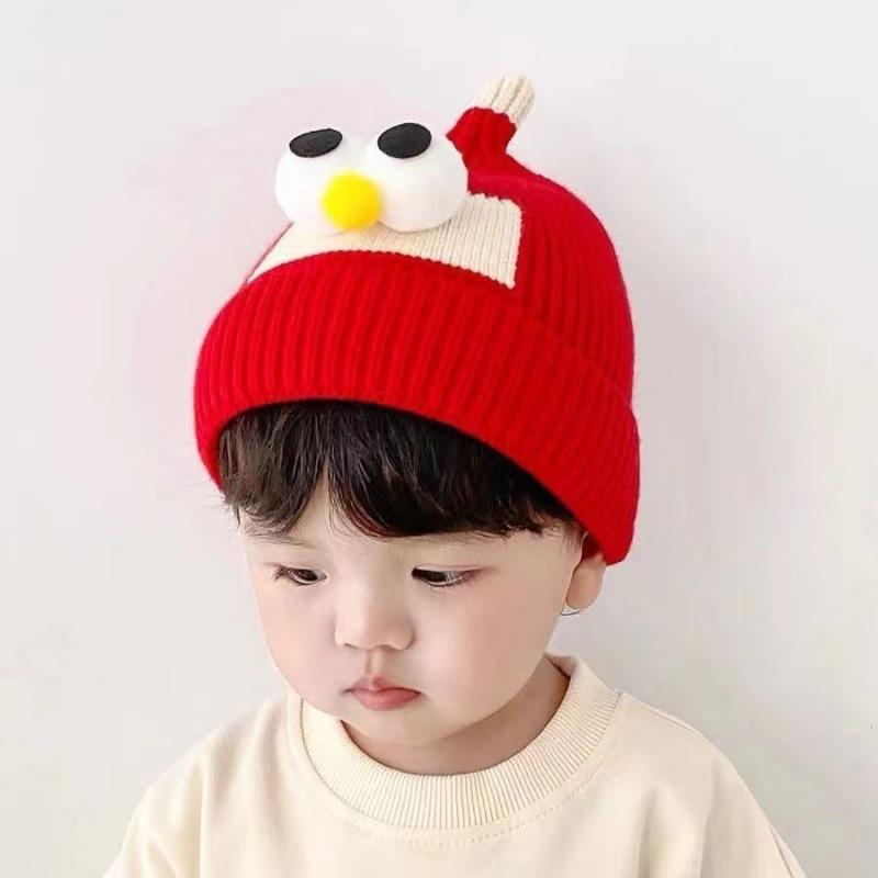 Autumn and Winter Thick Thread Knitted Hat New Cute Bear Boys and Girls Winter Plush Wool Hat Ear Protection Children's Hat
