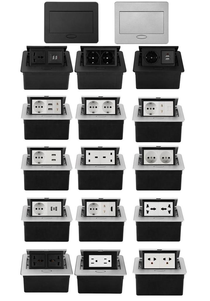 Universal Pop-up Power Socket with EU and US Standard for Office Desks