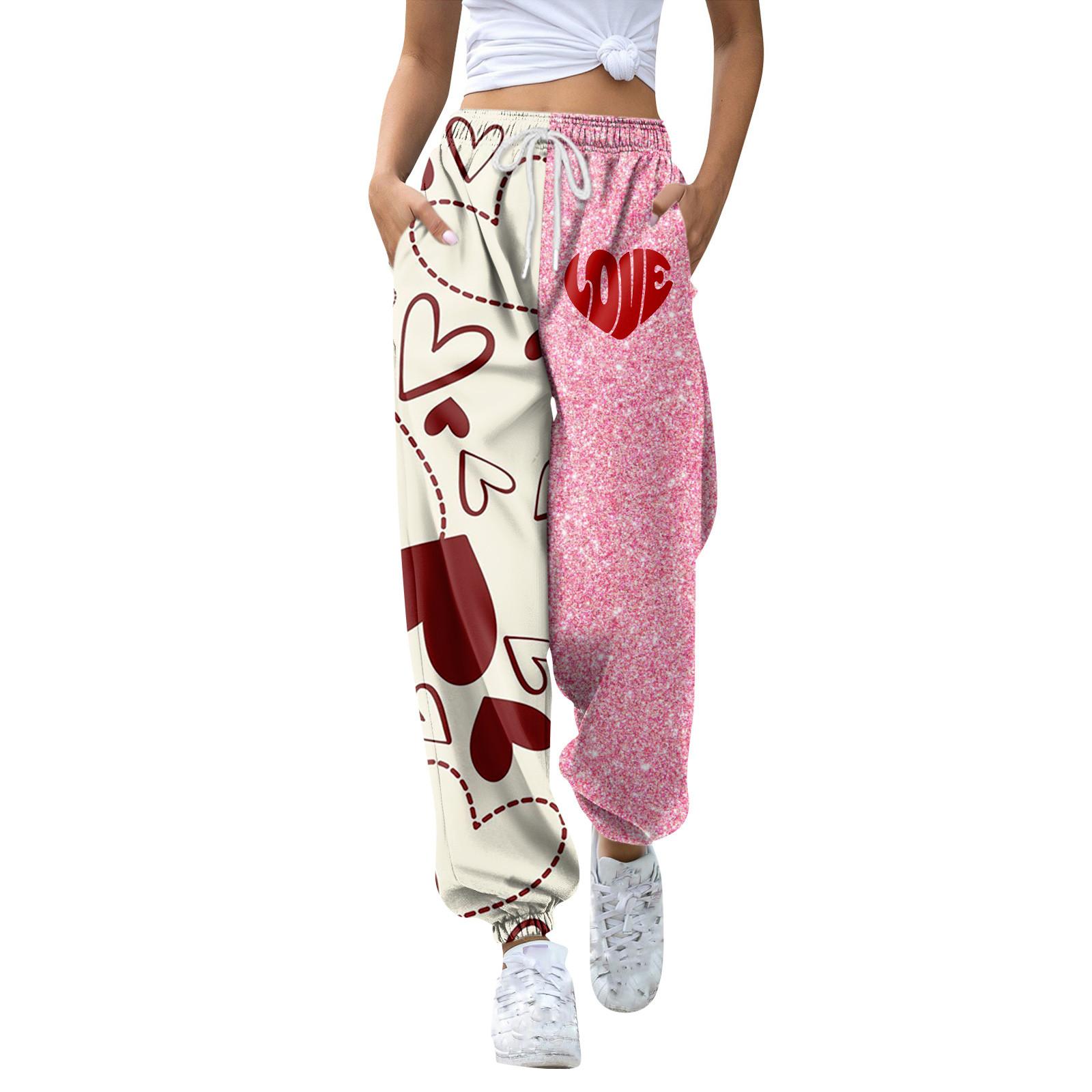 

Жіноча мода на День Святого Валентина, вільні шнурки, суцільні кольорові повсякденні спортивні штани, штани XL кавун червоний колір