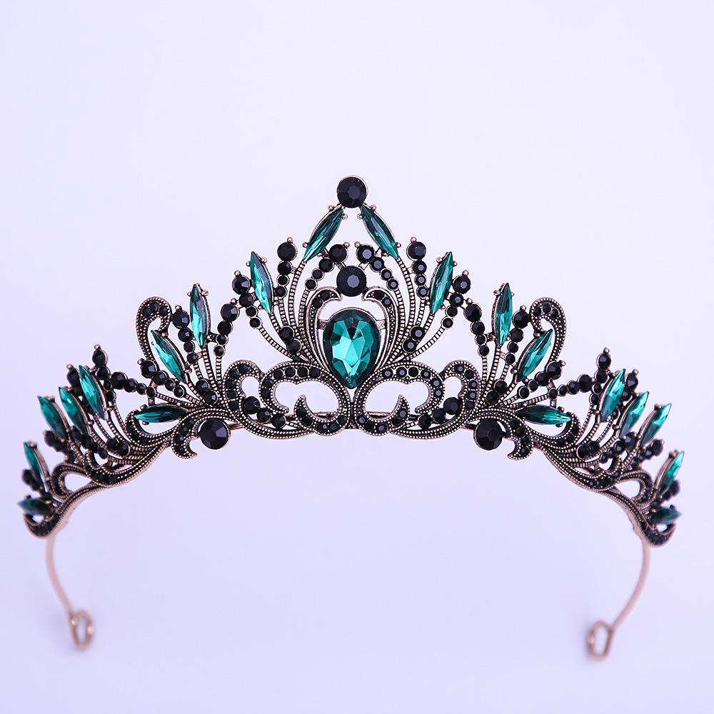 DIEZI Elegant Korean AB Pink Red Crystal Tiara Crown Women Girls Party Wedding Princess Rhinestone Bridal Crown Hair Jewelry