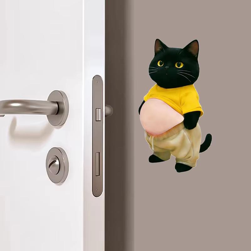 1Pair Cute 3D Animal Butt Stickers Cartoon Cat Anti Collision Sticker Soft Silicone Decal For Car Door Fridge Home Decoration