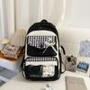 Japanese two-dimensional transparent pain bag, high-value ins college style plaid middle school student multi-compartment backpack