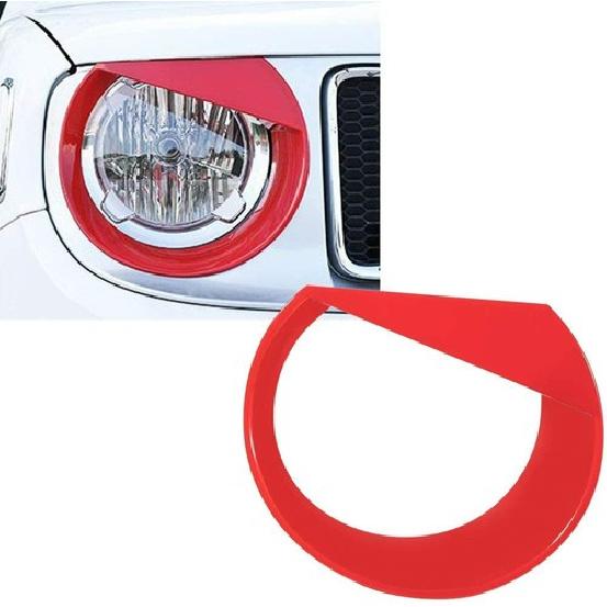 2x Front Light Bezel Headlight Cover Decor Ring Trim for Jeep Renegade 16-18 Red