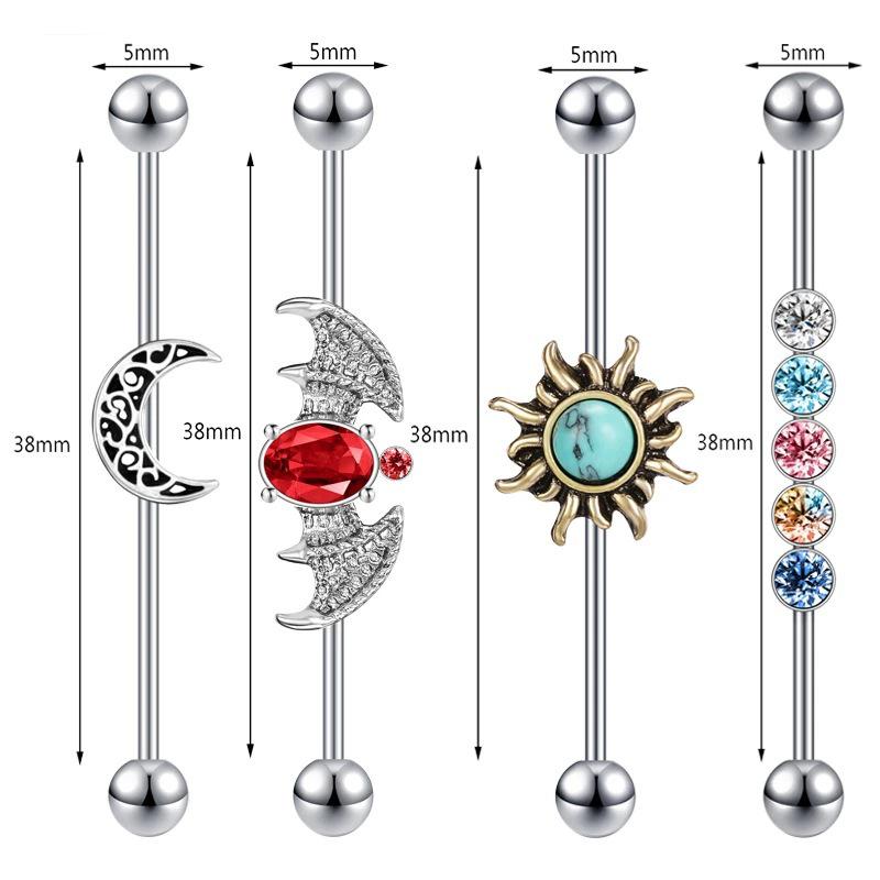 Punk Stainless Steel Titanium Long Rod Women's Cartilage Ear Stud Retro Piercing