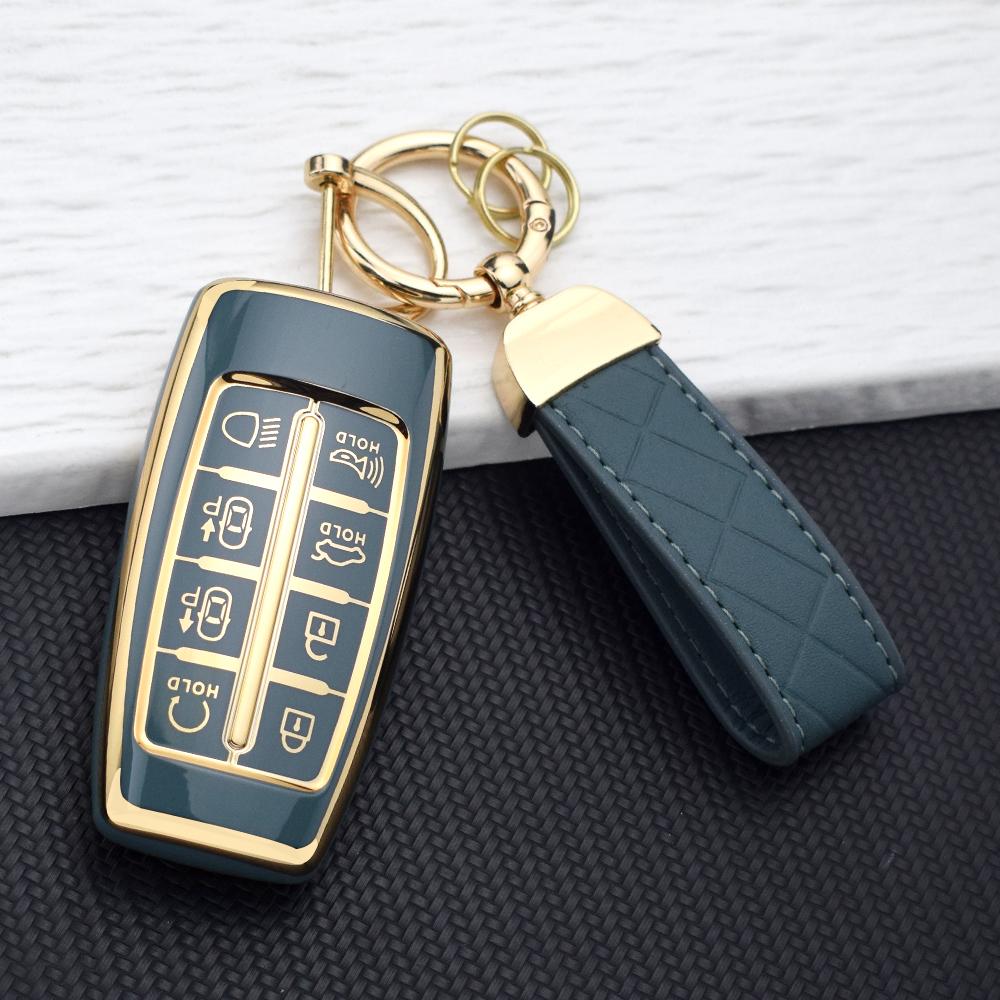 4/8 Buttons Soft TPU Car Key Case Cover for Hyundai Genesis G80 GV70 GV80 GV90 2020-2025 Key Fob Holder Keychain Accessories