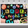 2D-Flachdesign, ein einteiliges Banner mit lustigem Thema für den Spieleabend, geeignet für Spieleabende und Treffen