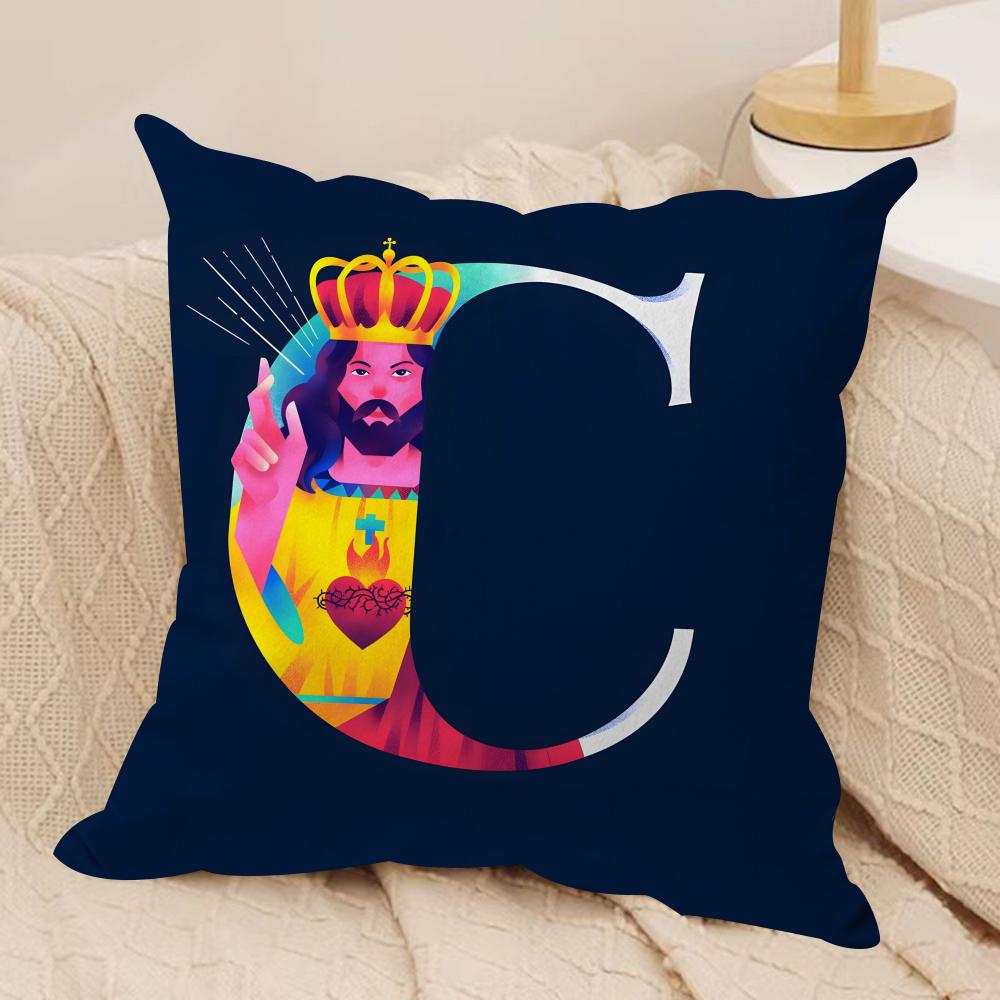 Interesting Letters Cushion Cover Soft Plush Fabric DoubleSided Printed Sofa Cushion Cover for All Seasons Home Decor Gift