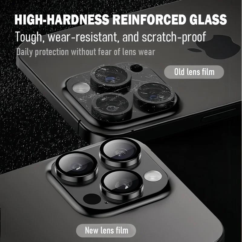 1-3Pcs Metal Camera Protector For 17 Pro Max 17 Air 14 15 16 Pro Max Plus Alloy Ring With Tempered Glass Back Lens Cover Cap 4