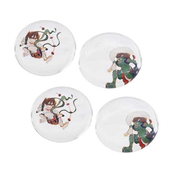 Morikuru Japanese Glass Chopstick Rests, Set of 2, 4cm, Japanese Style Fujin Raijin Design Chopstick Holders, TK03-24, 2 Sets (4 Total), SG Wonder