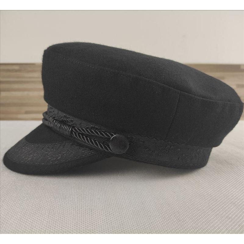 Gorra azul marino sellada sombrero para cabeza grande de hombre sombrero de pareja sombrero para circunferencia de cabeza pequeña de mujer sombrero de lana de ala plana otoño e invierno estilo europeo y americano c