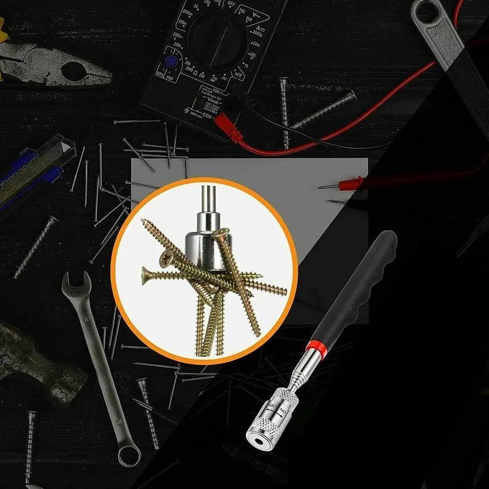 Telescopic Long Pen Telescopic Magnet Stick with LED Light Adjustable Magnetic Pick-Up Tools Anti Slip Handle Durable
