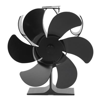 6 Blades Heat Powered Stove Fan High Temperature Resistance Self Starting Wood Burning Stove Fireplace Fan Black