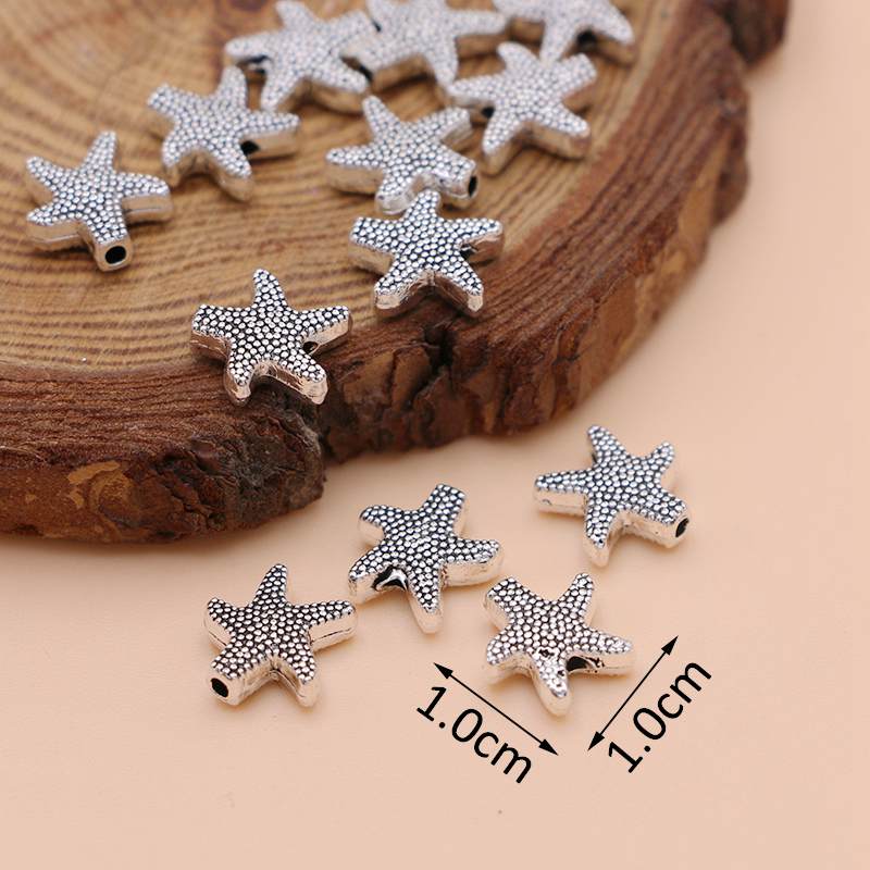 20Pcs Silver Plated Starfish Loose Spacer Beads For Jewelry Making Bracelet Diy Handmade Accessories Necklace