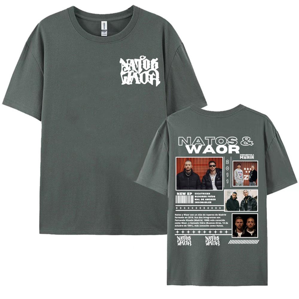 Rapper Natos Waor Musikalbum 2025 Tour Grafik T-Shirts für Herren Damen Mode Hip Hop Vintage T-Shirt Freizeit 100% Baumwolle T-Shirt