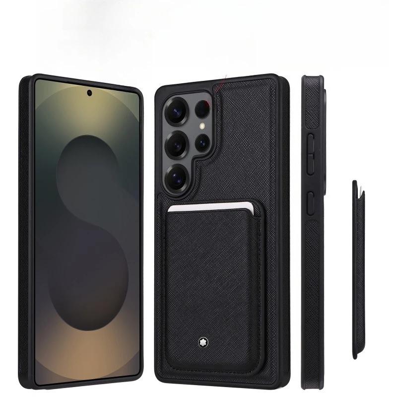 

Высококачественный деловой чехол для телефона из кожи Sle для Samsung Galaxy S26 S25 S24 S23 S22 Ultra с защитой от Magtic Card ID s22ultra чёрный