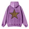 Vintage Womens Acid Wash Hoodies Leopard Pentagram Printing Pullovers Pocket Oversize Cotton Sweatshirts Clothes