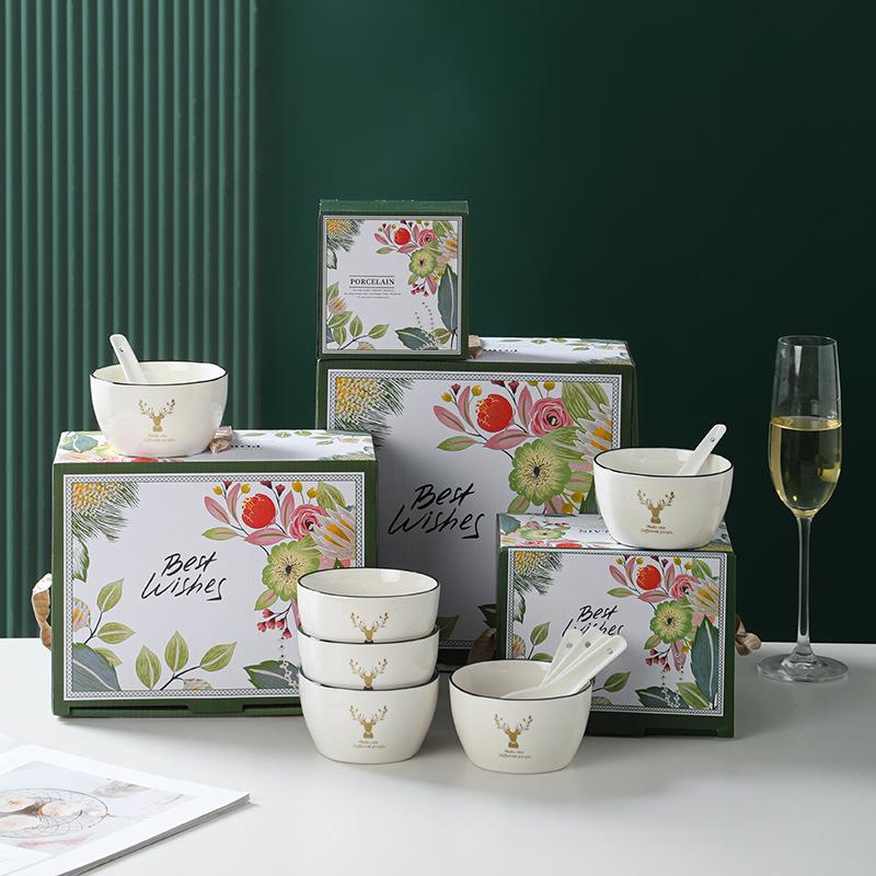 Company Launch Event Ceramic Bowl & Spoon Set - Souvenir Gift Box